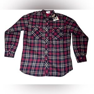 Vintage NWT Campus Rugged Country Quilted red, cream Plaid Shirt/Jacket Medium